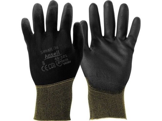 Otto Schachner Sensilite® Handsker Str.9 Tynd Sømløs Og Slidstærk Handske Med Stor Fingerføling Nylon Strik Glat Pu Belægning