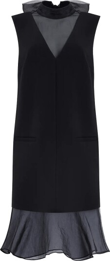 French Connection Azra Organza Mix Shift Dress   Black   XS
