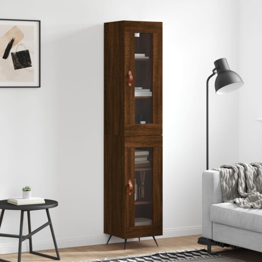 vidaXL Highboard brun eik 34,5x34x180 cm konstruert tre 8720845488307