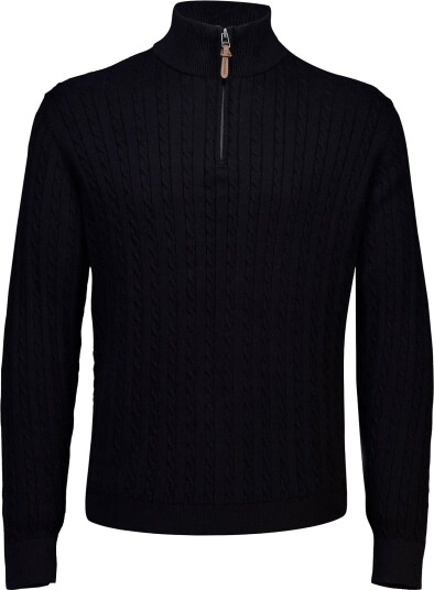 Lindbergh 1/2 Zip Cable Knit Black S