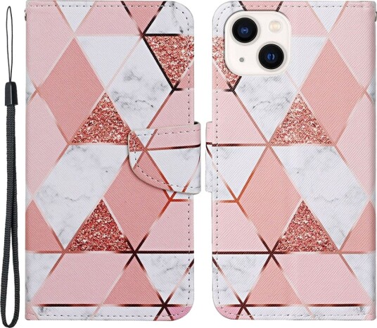 Trolsk Lommebokdeksel Rosa Marmor (iPhone 15)