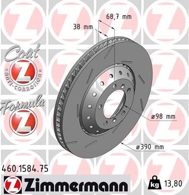 Bremseskive ZIMMERMANN 460.1584.75