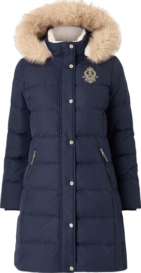 Lauren Ralph Lauren   Pufferjakke Rcycld Ctn Hand Crstd Pf W Ff Tr Hd   Blå