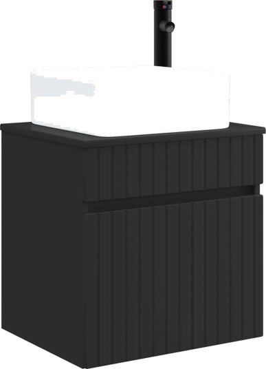 Vegghengt servantkommode Svart 49 x 41 x 63 cm Konstruert tre Vegghengt servantkommode Svart 49 x 41 x 63 cm Konstruert tre