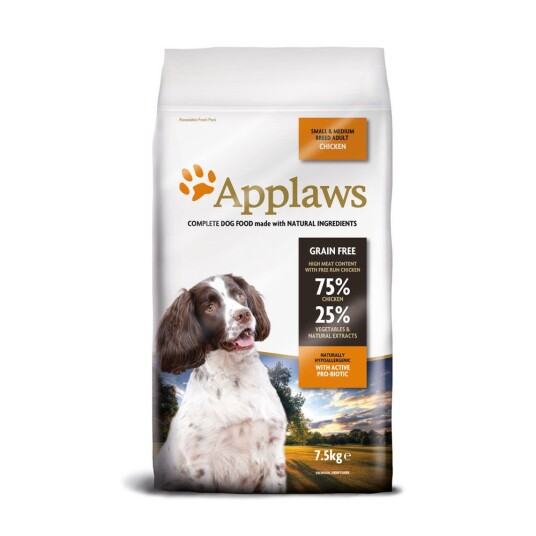 Applaws 2.5 kg Gratis! 7.5 kg Tørrfòr Små Og Medium Hunder: Adult Kylling