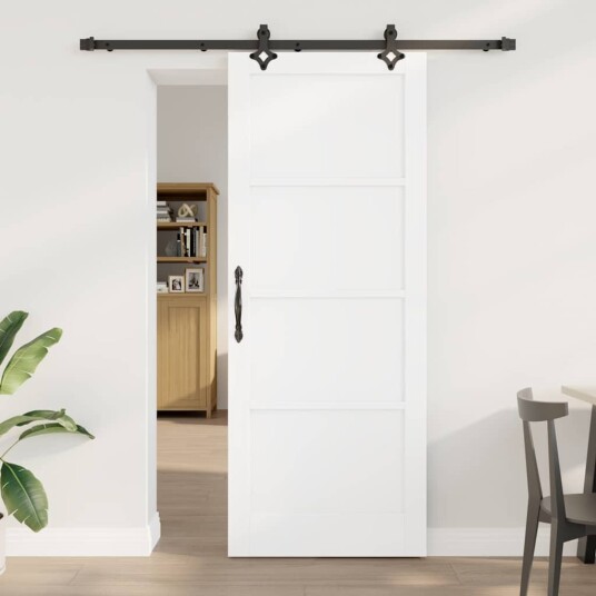 vidaXL glidedør med hardware sett Hvit 83x211 cm Solid Tre Furu