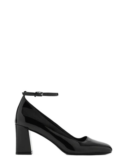 Mango Patent Leather High Heeled Shoes With Ankle Straps Black 41 Mango Patent Leather High Heeled Shoes With Ankle Straps Black 41