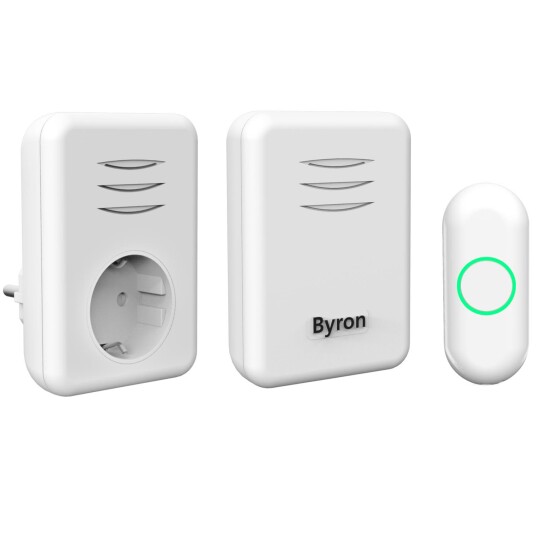 Byron DBY-22316 Trådløs Dørklokke Sett Hvit IP44 med Stikkontakt
