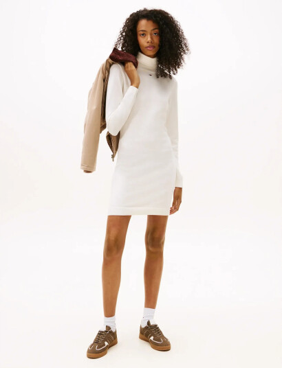 Tommy Jeans Tjw Ess Turtleneck Sweater Dress - White - M