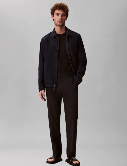 Calvin Klein Ls Seersucker Blouson Jacket Navy M
