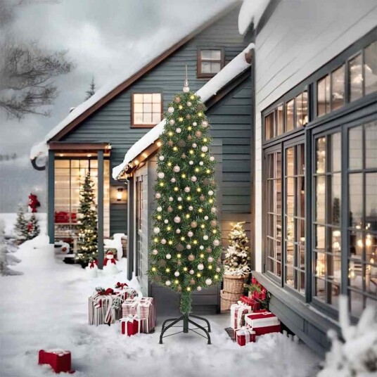  Kunstig juletre med 300 LED grønn 240 cm PVC og stål og plast