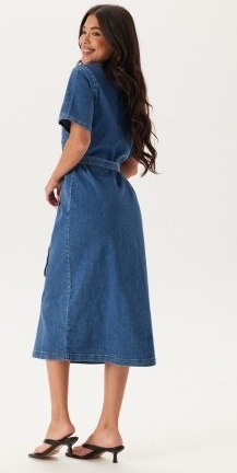 ONLY Onllana Ss Long Dress Dnm Medium Blue Denim XS