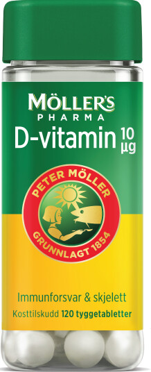 Möller's Pharma 10 µg D-vitamin tyggetabletter, 120 stk.