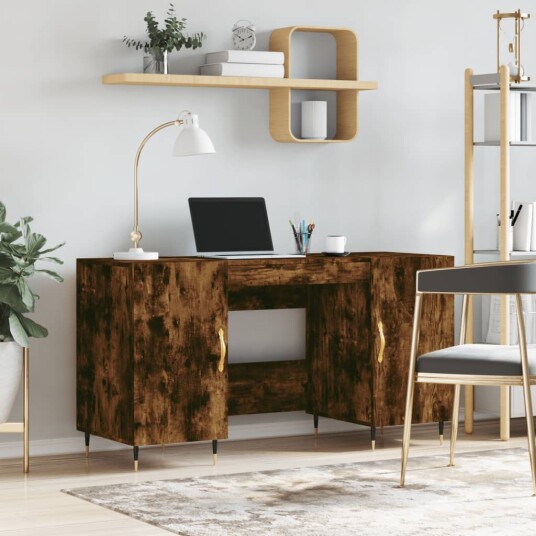vidaXL Skrivebord røkt eik 140x50x75 cm konstruert tre vidaXL Skrivebord røkt eik 140x50x75 cm konstruert tre