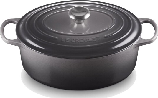 Le Creuset Signature Oval Gryte 4,7 L/31 cm St??pejern Oyster Grey Le Creuset Signature Oval Gryte 4,7 L/31 cm St??pejern Oyster Grey