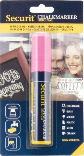 Securit® Original Kridtmarker Med Blokspids I Pink