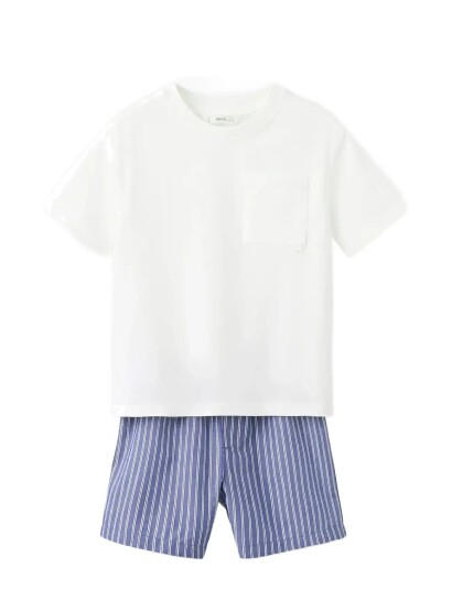Mango Striped Short Pyjamas   White   2 3