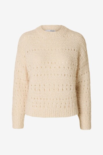 Selected FEMME - Genser slfAlfi LS Knit O-neck - Grå