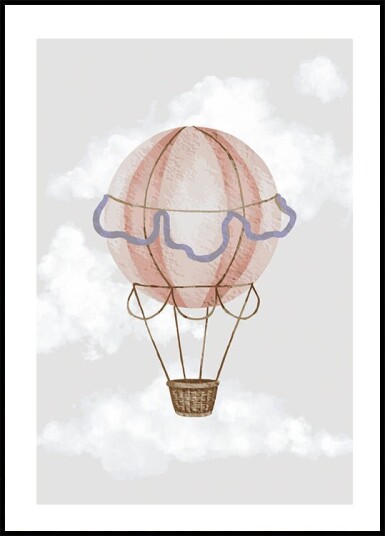 Watercolor Hot Air Balloon Plakat Plakat / 50x70cm