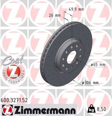 Bremseskive ZIMMERMANN 600.3271.52