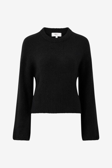 Gina Tricot Genser Wide Sleeve Knitted Sweater Svart