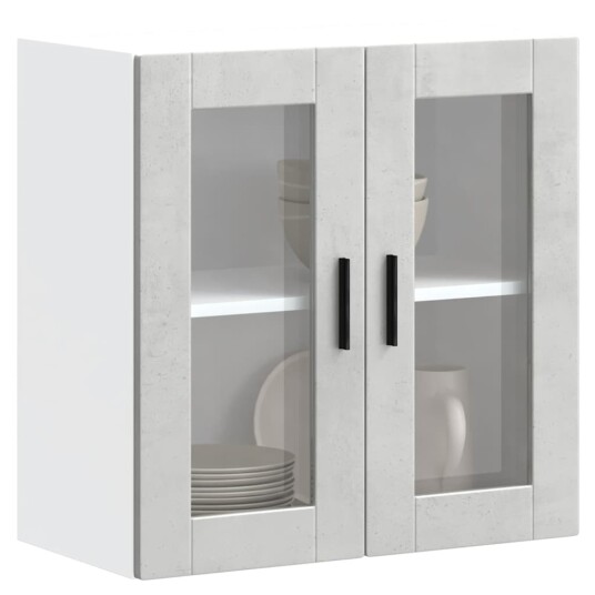 Veggmontert kjøkkenskap med glassdør Porto betonggrå 8721158424976 Veggmontert kjøkkenskap med glassdør Porto betonggrå 8721158424976