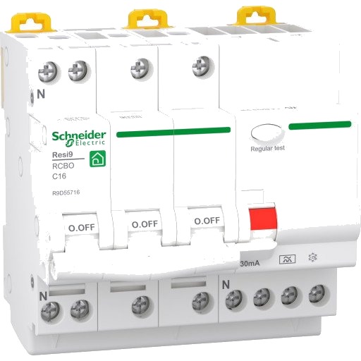 Schneider Electric Resi9 Kombinasjonsbryter XP RCBO 3P+NC 16A 6kA, 30mA, klasse A, R9D55716