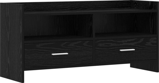TV skap 100 x 33 x 47 cm Svart eik Konstruert tre TV skap 100 x 33 x 47 cm Svart eik Konstruert tre