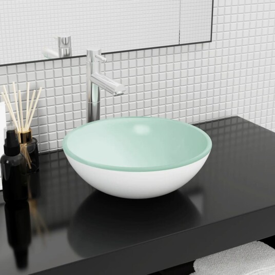 vidaXL Servant herdet glass 35x12 cm hvit