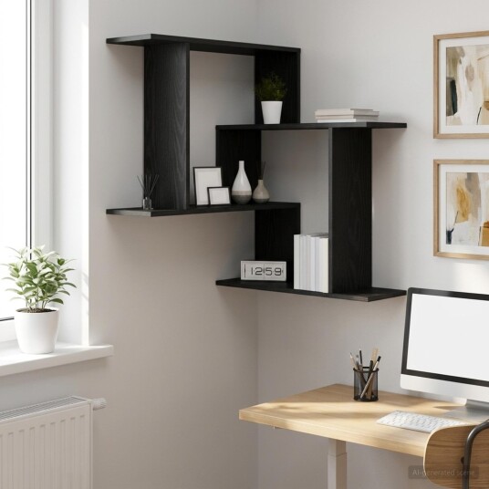 vidaXL Vegghylle Svart eik 67 x 67 x 87 cm Konstruert tre