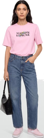Maison Kitsune Maison Kitsune Flowers Comfort Tee Shirt Pink L