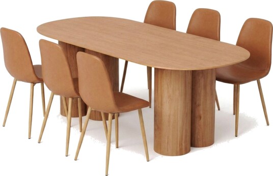 Juno spisegruppe rektangulær 220 cm eik med 8 Nibe spisestoler Eik Juno spisegruppe rektangulær 220 cm eik med 8 Nibe spisestoler Eik