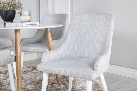 Venture Home Plaza Spisegruppe 100 cm Rund med 4 Plaza Stoler Grå