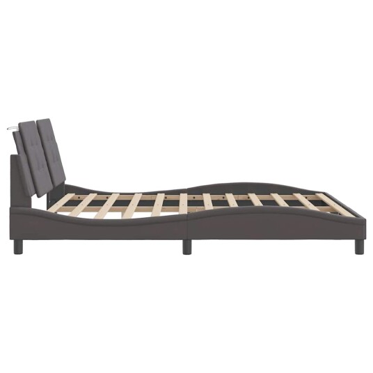Sengeramme med hodegavl grå 180x200 cm kunstlær 8721012346840