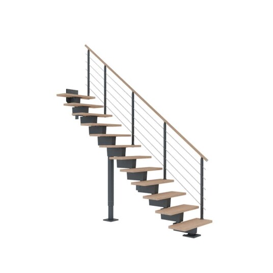 Dolle Dubai Rett Trapp Antracit 7016 design hvitoljet Eik 80 13   Loddrett Høyde 238 294cm