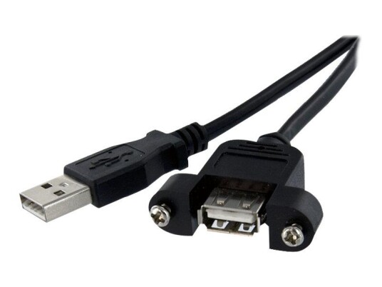 StarTech 2 ft Panel Mount USB Cable A to A F/M - Panel Mount USB Extension USB A-Female to A-Male Adapter Cable 2ft - USB-A (F) Port (USBPNLAFAM2) - StarTech 2 ft Panel Mount USB Cable A to A F/M - Panel Mount USB Extension USB A-Female to A-Male Adapter Cable 2ft - USB-A (F) Port (USBPNLAFAM2) -