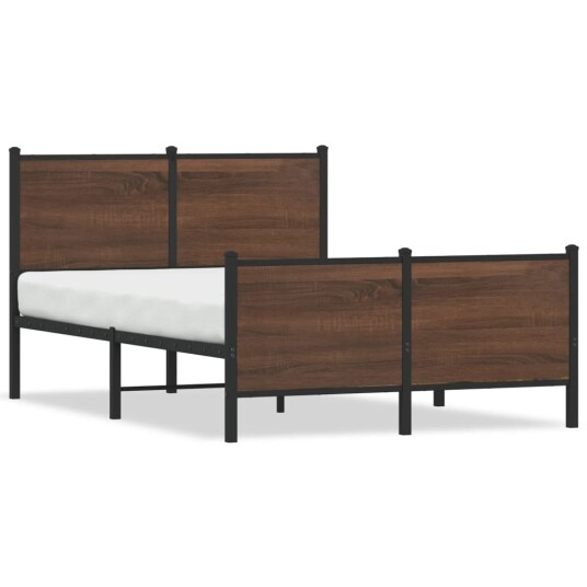  Sengeramme i metall med hode- og fotgavl brun eik 120x200 cm 8721102953682
