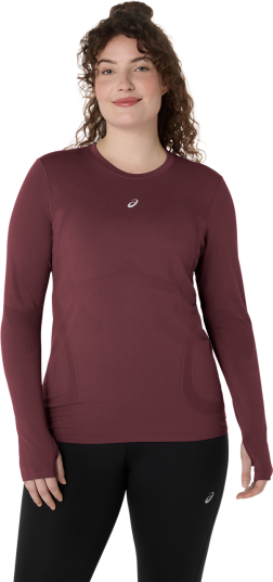 Asics Women's Road Seamless Long Sleeve Top Dark Currant/Port Royal L