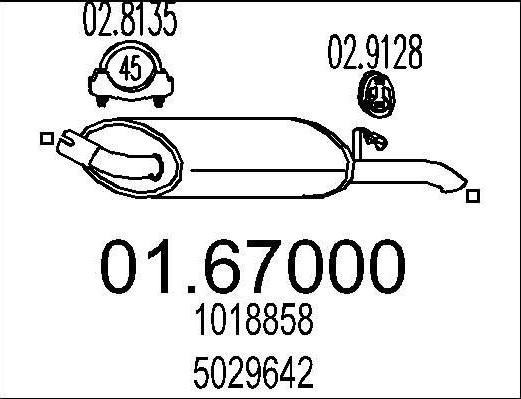 Bakre eksospotte MTS 01.67000