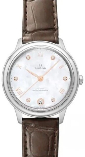 Omega Dameklokke 434.13.34.20.55.001 De Ville Prestige Hvit/Lær Ø34