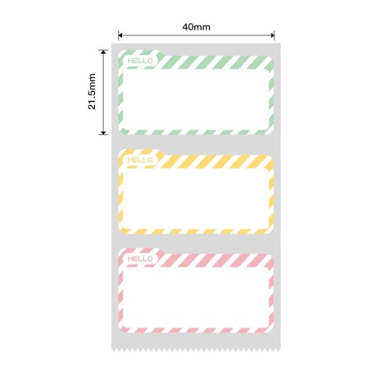 NIIMBOT Etikettklistremerker B1 / B21 / B3 serien 40 x 21,5 mm / 300 stk / Hallo etikettdesign FLERFARGET