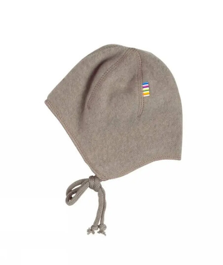 Brun hjelm i Softull med snor | Joha | Baby | Sesame Mel | størrelse 48CM | 100% Soft Ull til