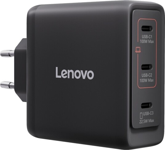 Lenovo 100 W GaN USB-C laptoplader svart Lenovo 100 W GaN USB-C laptoplader svart