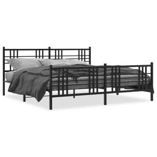  Sengeramme i metall med hode- og fotgavl svart 183x213 cm 8721012373112