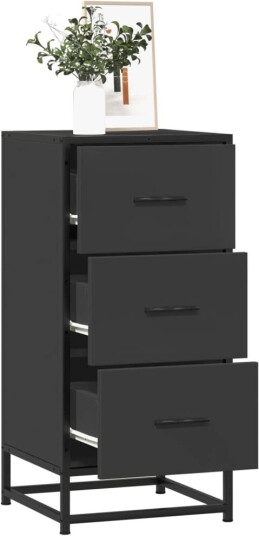 Skjenk svart 35,5x35x76 cm konstruert tre og metall 8721102840036