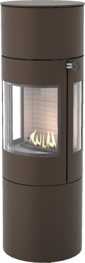 Viva L 140 mocca frittstående biopeis med sideglass og ståldør Viva L 140 mocca frittstående biopeis med sideglass og ståldør