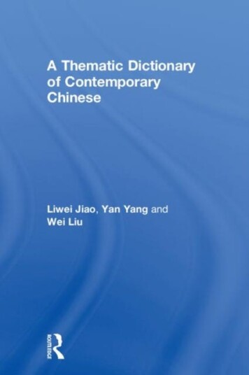 A Thematic Dictionary of Contemporary Chinese A Thematic Dictionary of Contemporary Chinese