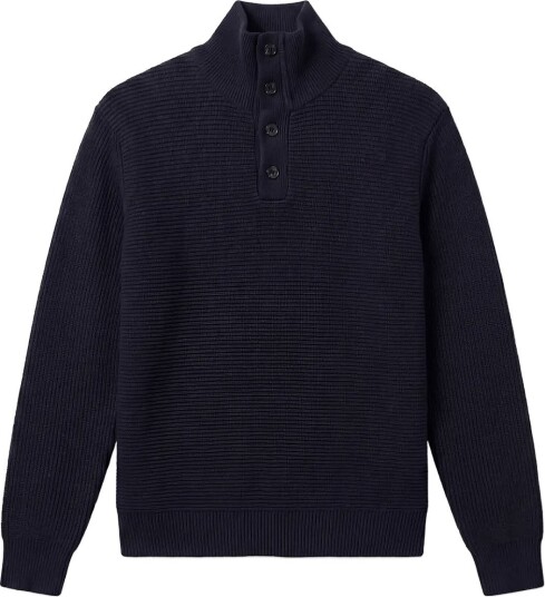 Calvin Klein Ls Ctn Wool Pnl Stitch Pullover   Navy   XL