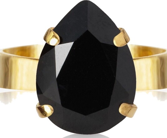 Caroline Svedbom Mini Drop Ring Gold - JET - One Size