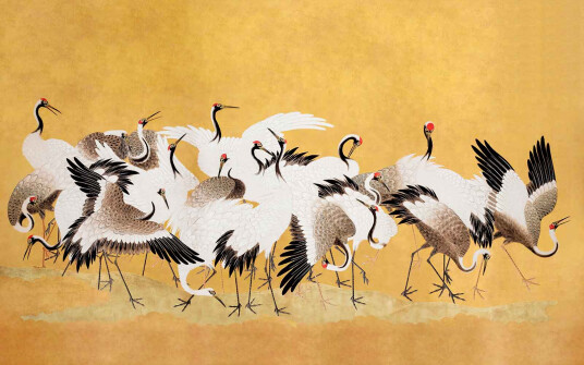 Cranes in yellow av Illux